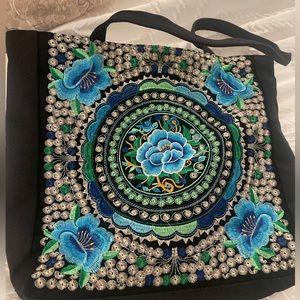 embroidered flower canvas bag